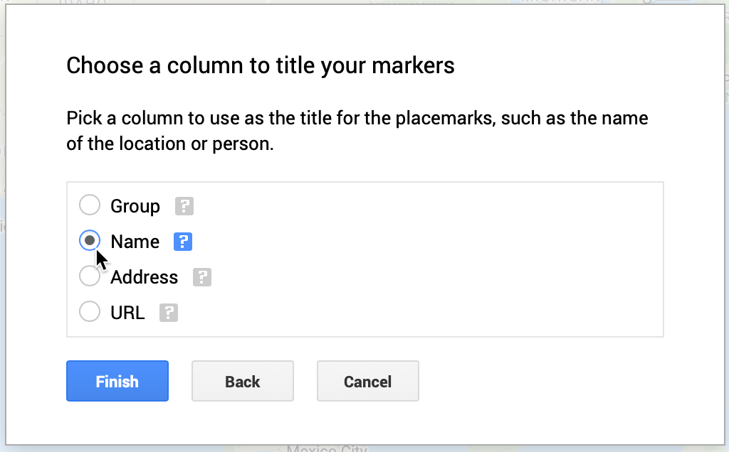 Select the Name column to title your point markers.
