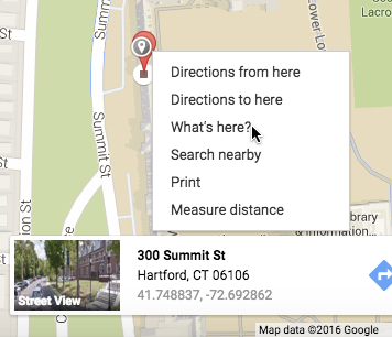 To geocode one address, search in Google Maps and right-click What’s here? to show coordinates.