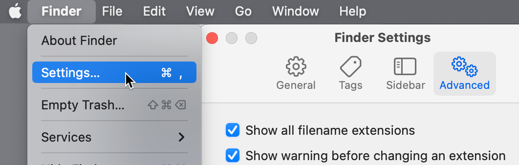 On a Mac, go to Finder-Preferences-Advanced and check the box to Show all filename extensions.