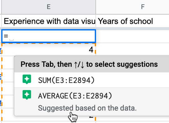 Type = to start a formula and select the suggestion for average, or type it directly in with the correct range.
