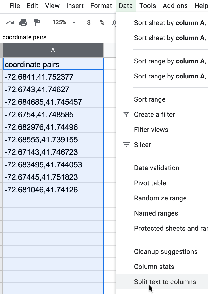 Select Data - Split text to columns to automatically separate data.