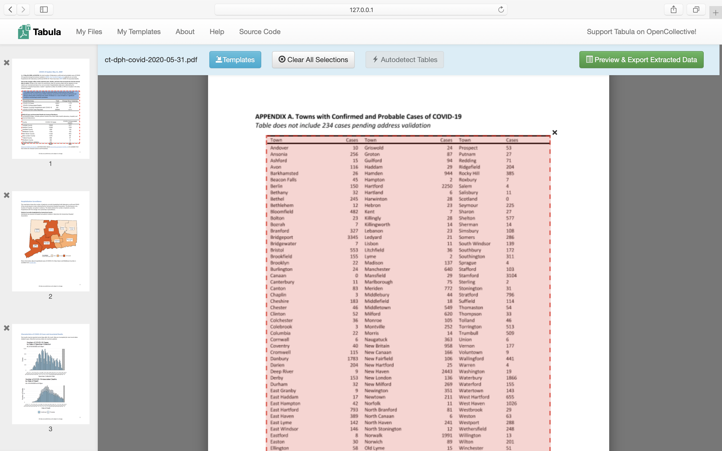 Click Autodetect Tables, which Tabula will highlight in red.