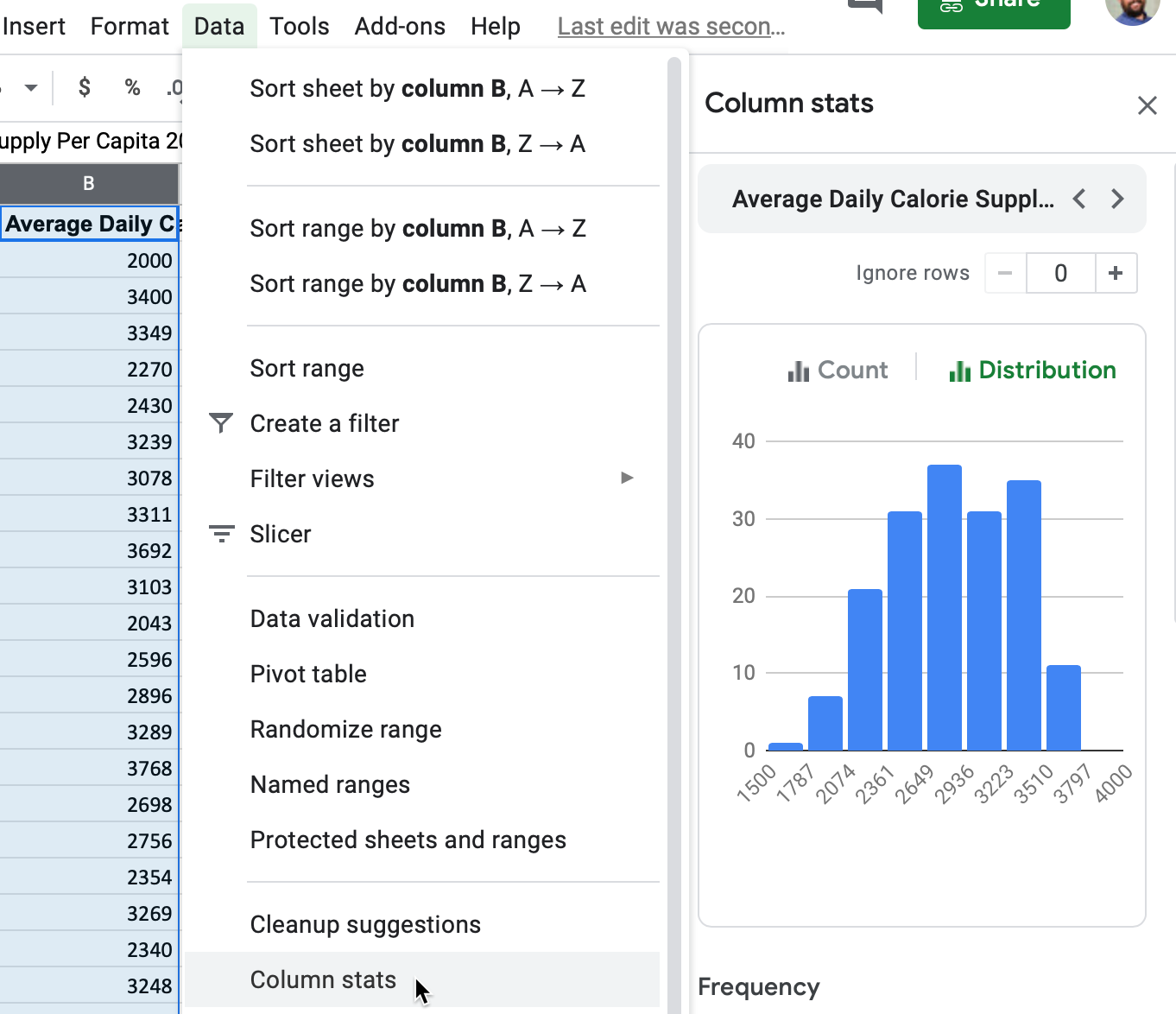 histogram maker with google sheets