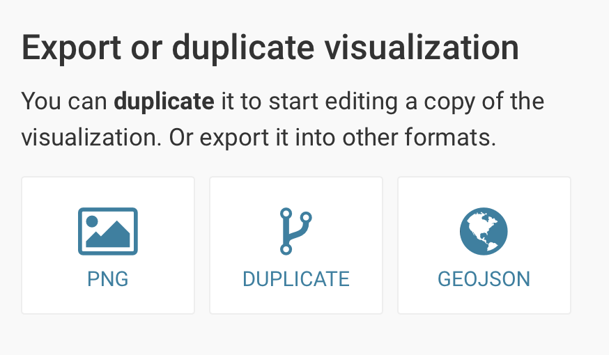 After publishing your live interactive map, you also can export a static PNG image or GeoJSON spatial data file.