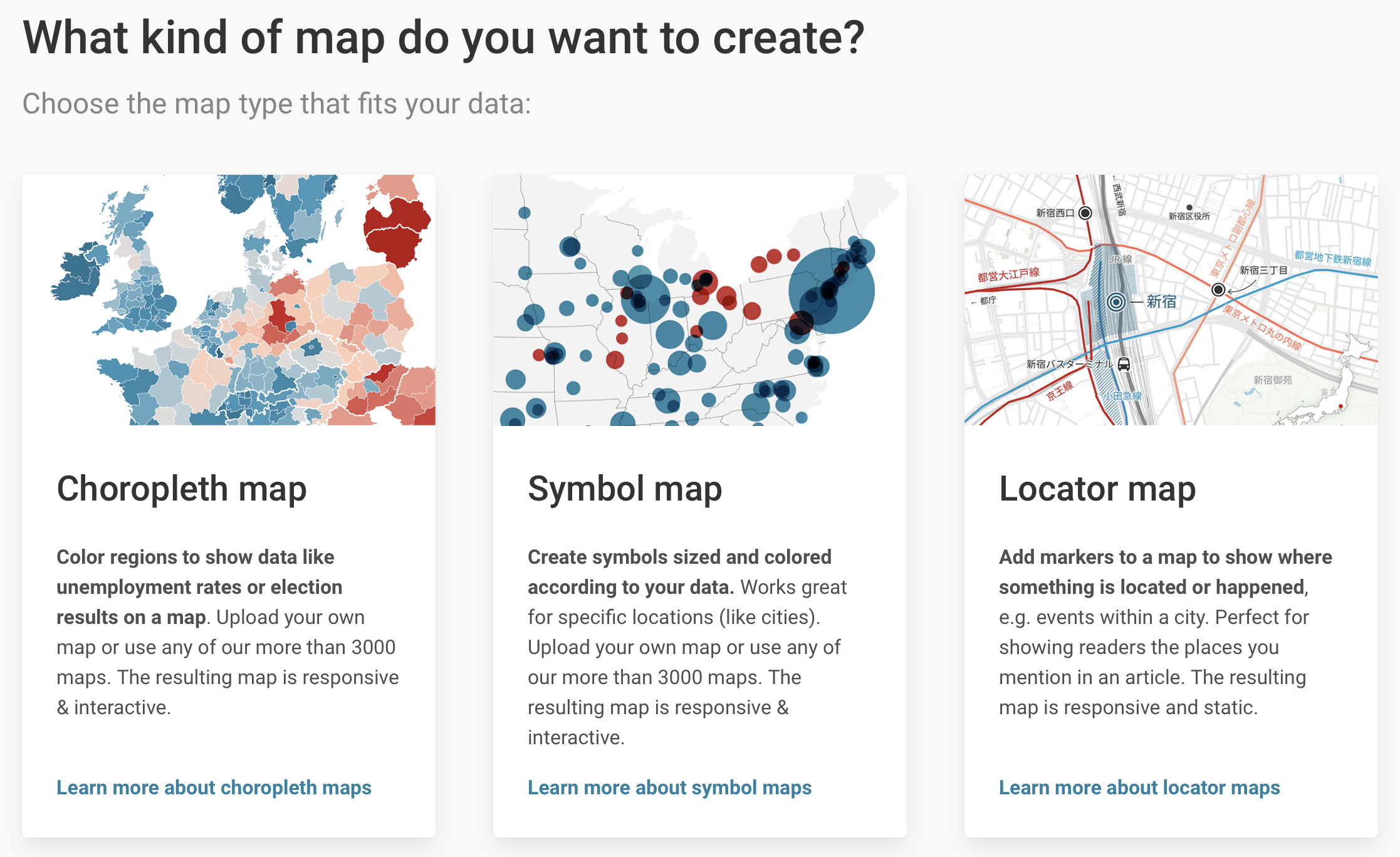 Start to create a symbol map in Datawrapper.