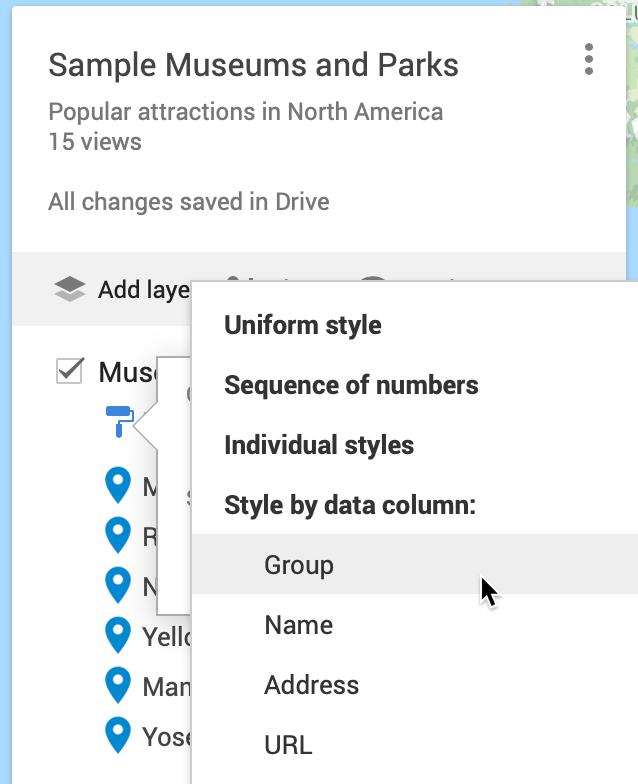 Change Individual styles to Group places by: Group.