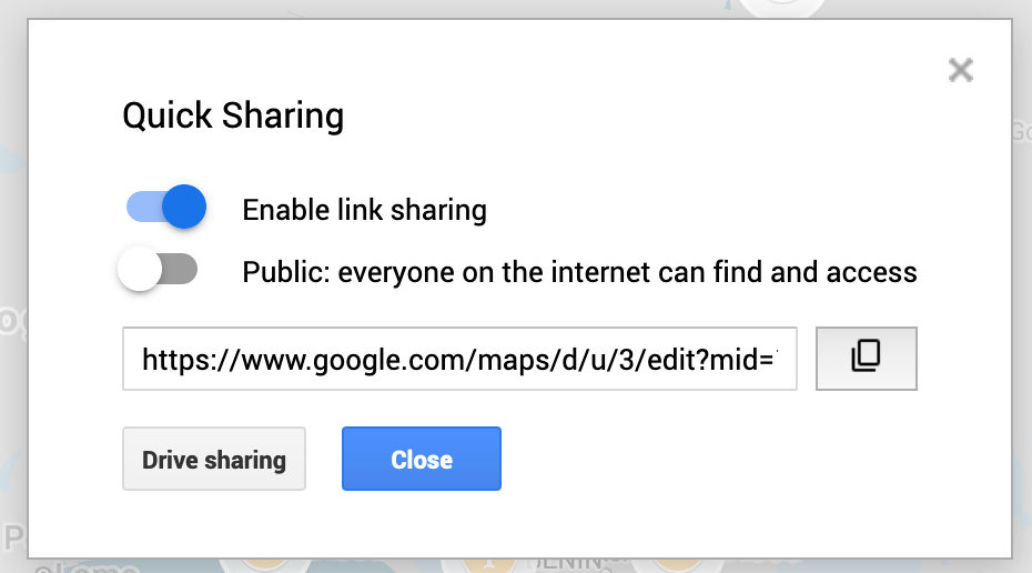 Before sharing your map, make sure anyone with the link can view it.