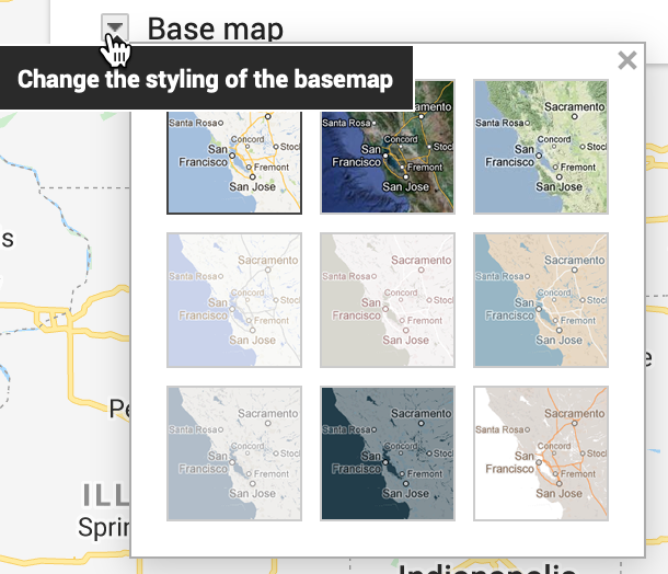Change the style of the Google basemap.