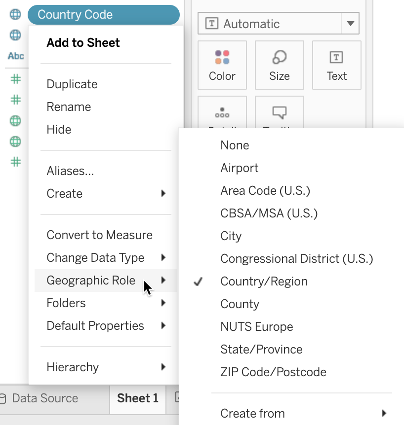 Make sure Tableau Public knows that the Country Name column contains geographic data.
