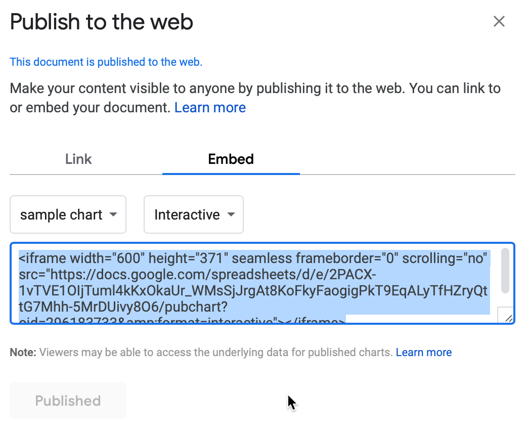 Get the Embed Code or iframe Tag HandsOn Data Visualization