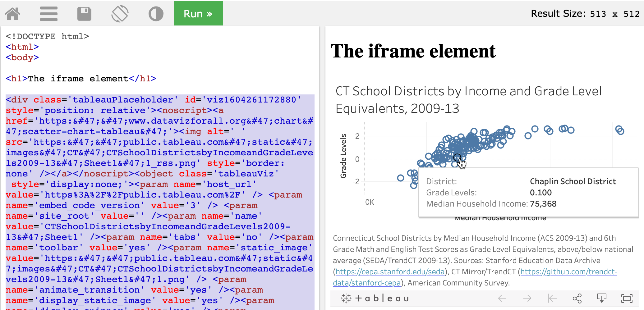 Get The Embed Code Or Iframe Tag Hands On Data Visualization