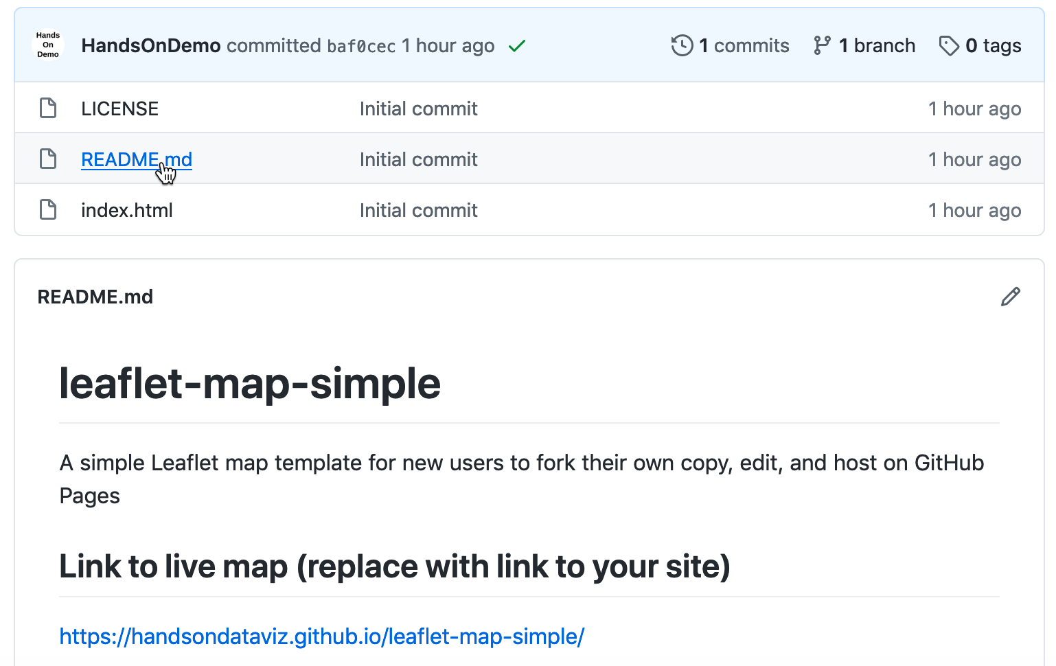 Open and edit the README file to paste the link to your live map.