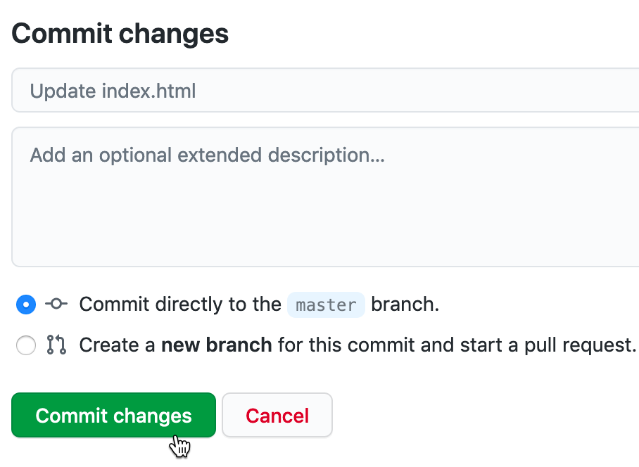 Click the green Commit Changes button to save your edits.