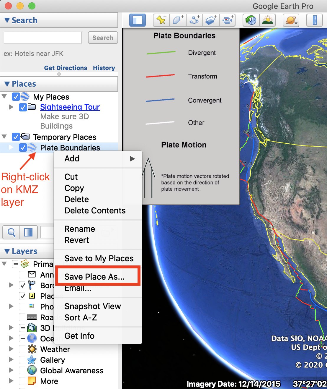 export kml for google earth pro satellite