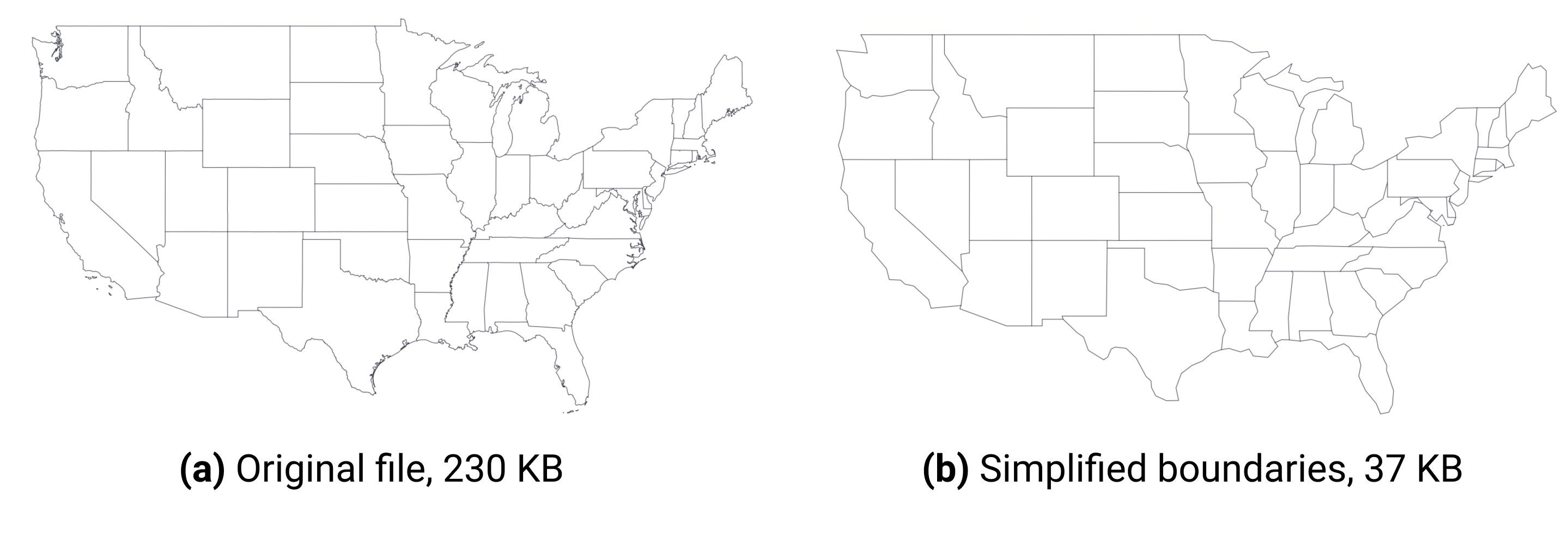 Consider simplifying geometries with Mapshaper to make your web maps faster.
