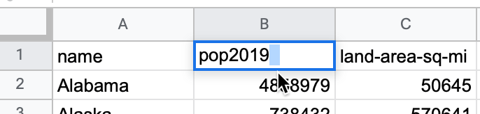 Avoid typing blank spaces into spreadsheets, especially column headers.