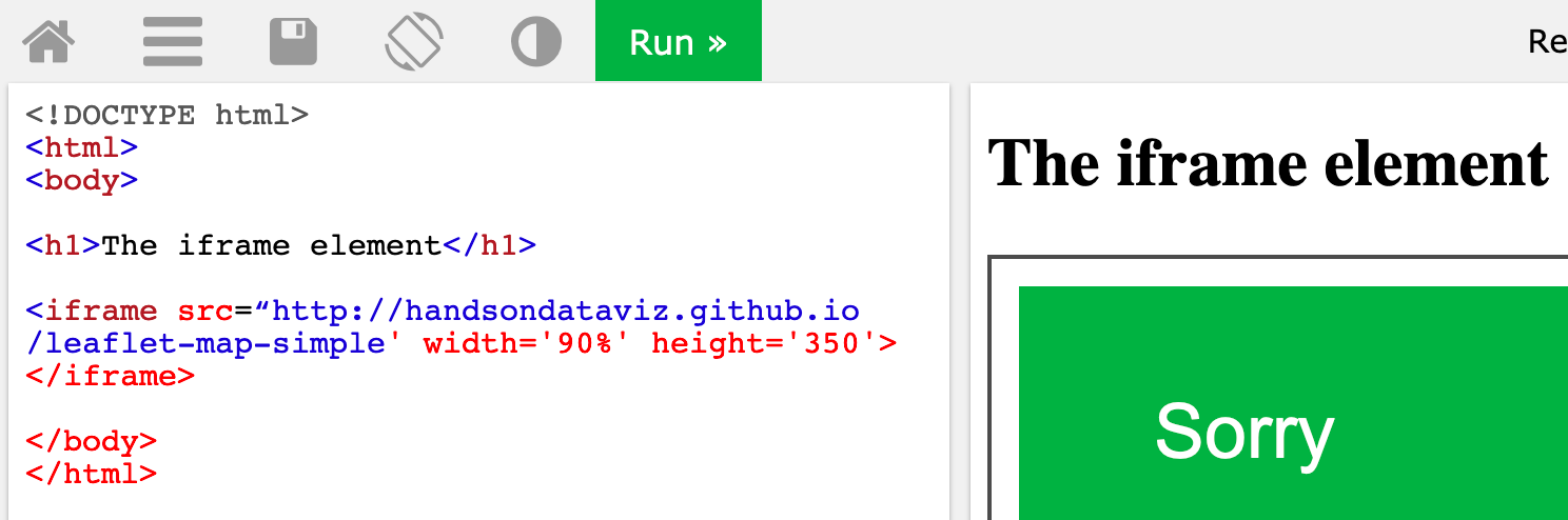 Can you spot three common problems in this incorrect iframe code?